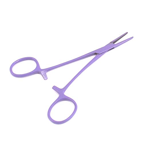 OdontoMed2011® Hemostat Forceps Locking Clamps Serrated Fishing Locking Forceps Clamp Fish Hook Remover Forceps (5" Straight, Purple) - color: Purple, size: 5" Straight
