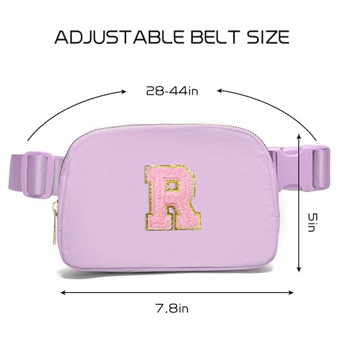 Gitus Initial Belt Bag Fanny Pack Crossbody Bag for Girls Birthday Gifts Age 8-10 Teen Girl Gifts Trend Stuff Personalized Letter Gifts for Daughter Sister (Lavender-R) - color: Lavender, style: R