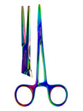 PREMIUM 1 EACH 5.5" STRAIGHT Hemostat Forceps Locking Clamps Stainless Steel Set-MULTI RAINBOW COLOR