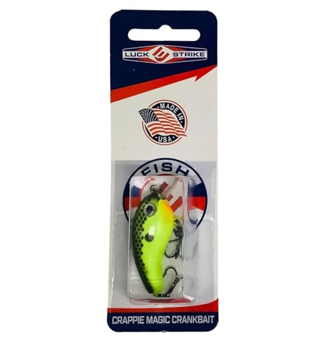Luck E Strike Crappie Magic Crankbait (2 Inch Crappie Lure) Made in The USA - color: Black Chartreuse