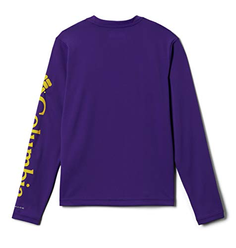 Columbia Kids CLG Terminal Tackle™ Long Sleeve Shirt (Little Kids/Big Kids) - color: Lsu - Vivid Purple/Collegiate Yellow, size: XX-Small
