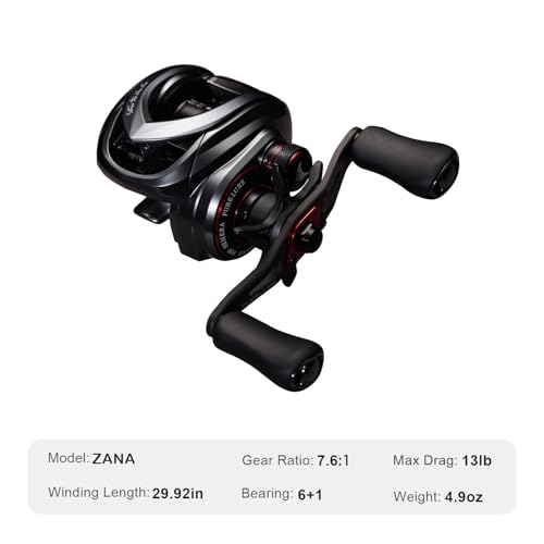PURELURE Zana Baitcaster Reels, 4.9oz Ultralight BFS Reel 7.6:1 Gear Ratio, SEBS Magnetic Brake System, Max Drag 13lb, 6+1 BB, Aluminum Fishing Reel Baitcasting, Standard Spool + Shallow Spool - size: ZANA-Left-7.6:1
