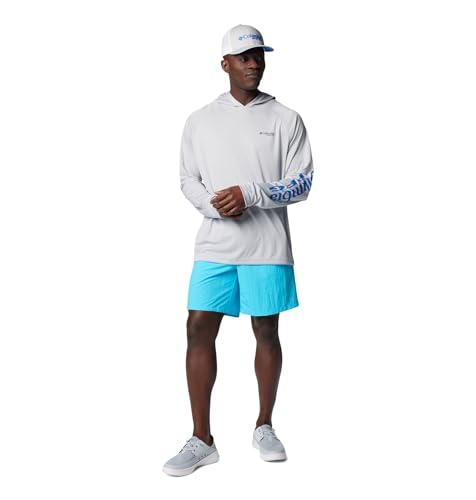 Columbia Men's Terminal Tackle Hoodie - color: Cool Grey/Vivid Blue Logo, size: X-Small