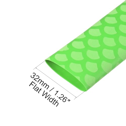 uxcell Heat Shrink Wrap Tubing Sleeve for Fishing Rod Grips Handle, 32mm Flat 20mm Dia 3.3ft 2:1 Rate Green