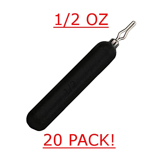 Reaction Tackle Drop Shot Weights for Bass Fishing - Skinny Pencil Sinkers for Drop Shot Rig - Freshwater and Saltwater Finesse Fishing - color: Black, size: 1/2 Oz (20-Pack)