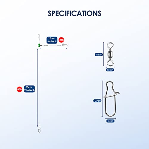 Fishing Leader Fishing Rigs, Luroad 6/12/18 Pcs Nylon-Coated Lines with Swivels Snap Beads, Stainless Steel Hooks Crimps Saltwater Freshwater for Fishing Lovers Angler, 1 Arm/ 2 Arms - color: B.1 Arm-Green-12pcs