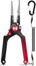 TRUSCEND Easy Use Lockable Fishing Pliers with Tungsten Carbide Cutter, Innovative Ergonomic Handy Handle, Saltwater Corrosion Resistant Teflon Coated Fishing Tool, Light Multi-Function Fishing Gear - color: D3-red