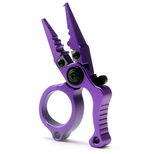 MiOYOOW Mini Fishing Pliers, Aluminum Alloy Fish Scissors Corrosion Resistant Hook Remover Tool for Saltwater Freshwater - color: Dark Purple