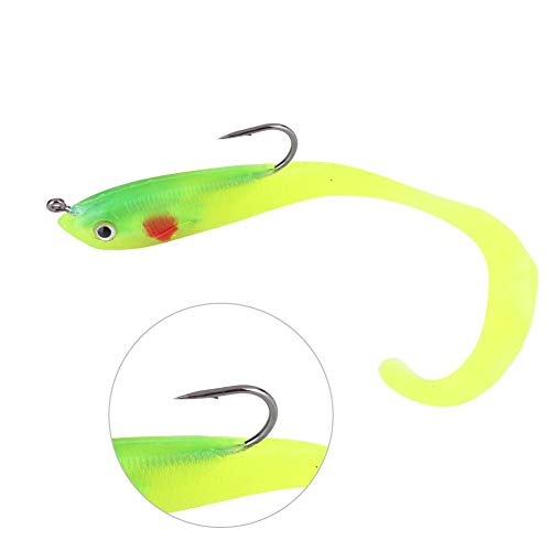 Soft Fishing Lures, 5Pcs Artificial Soft Baits Jig Head Soft Swimbaits with Hook for Saltwater/Freshwater Fishing - color: SO050-1