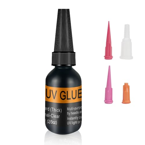 Riverruns UV Clear Glue Three Formula Thick,Thin and Super Flew +12 LED UV Power Light Fly Tying for Building Flies Flies Heads Bodies and Wings Tack Free - color: UV thick glue