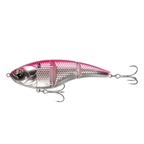 6th Sense – Speed Pump Saltwater Swimbait Fishing Lure, Jointed Hard Bait with Natural Swimming Action - color: Pink Chrome, size: 4in. (.80oz.)