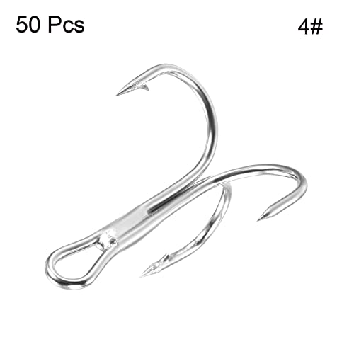 PATIKIL Treble Fish Hooks, Carbon Steel Sharp Round Bend Hook Triple Barbed Hook for Freshwater Saltwater - color: White, size: 23mm/0.91"