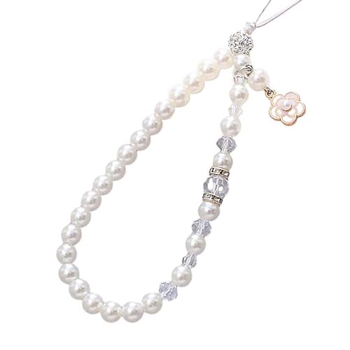 Beaded Phone Lanyard Wrist Strap Phone Charms Fixed Beads Pearl Chain - color: PC-xxf-1