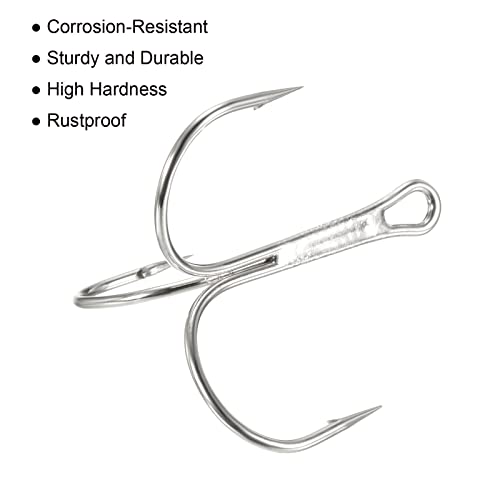 PATIKIL Treble Fish Hooks, Carbon Steel Sharp Round Bend Hook Triple Barbed Hook for Freshwater Saltwater - color: White, size: 45mm/1.77"