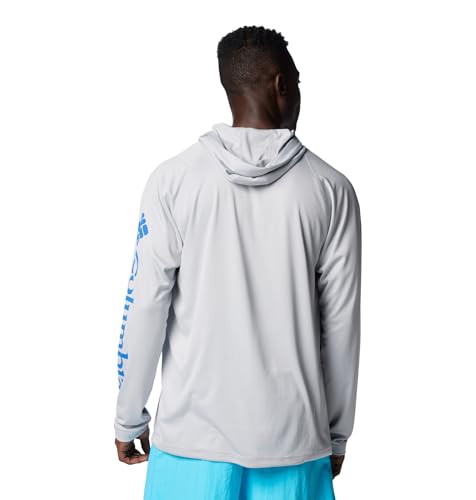 Columbia Men's Terminal Tackle Hoodie - color: Cool Grey/Vivid Blue Logo, size: 3X