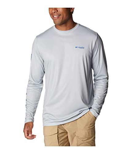 Columbia Terminal Tackle PFG™ Carey Chen Long Sleeve - color: Cool Grey/Vivid Blue Intruder, size: Small