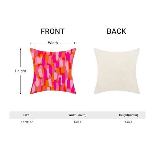 Hot Pink Orange Paint Brush Pillow Covers 16 x 16 Inch Set of 2 Aesthetic Throw Pillows Outdoor Decorative Trendy Funky Dormitory Preppy Pillowcases Linen Cushion Cases for Bed Sofa Couch College - color: Paint Brush, size: 16" x 16" (Pack of 2)