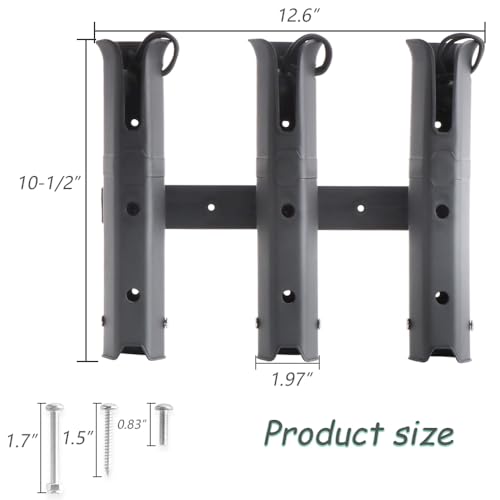 VTurboWay 3-Tube Adjustable Fishing Rod Holder, Removable Pole inserter, Self-Adhesive for Fishing Box Cooler, Drilling installation for Boat Yacht Kayak Fishing, Spinning Plastic, Black