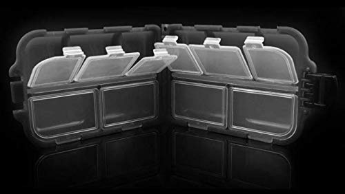 2x Small Hard Fishing Tackle Box Portable Case Hooks Lure Baits Storage Box Containers For Storing Swivels Jigs Hooks Sinker,10 Compartments (Black) - color: Black