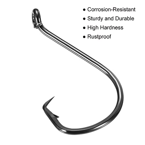 PATIKIL Fishing Circle Hooks Carbon Steel Offset Hook with Barbs for Freshwater Saltwater - size: 45mm/1.77"
