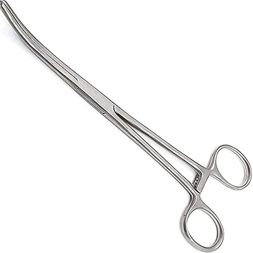 Precision Kelly Hemostat Forceps Locking Tweezers Clamp, Silver, Straight and Curved Stainless Steel (Curved, 9") - size: 9", style: Curved