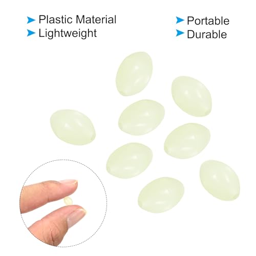 PATIKIL Glow Fishing Beads Plastic Oval Rubber Luminous Fishing Bait Eggs Rig Bead Tackle Lures Accessories with Box - color: White, size: 8x6mm