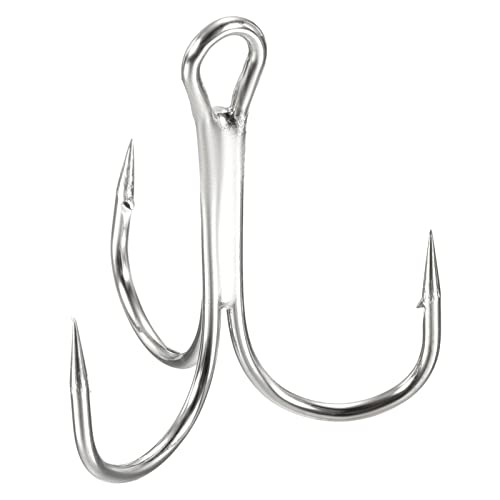 PATIKIL Treble Fish Hooks, Carbon Steel Sharp Round Bend Hook Triple Barbed Hook for Freshwater Saltwater - color: White, size: 32mm/1.26"