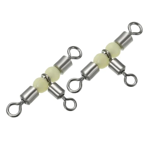 PATIKIL 3 Way Swivel Cross Line T Turn Rolling Tackle with Luminous Beads for Catfish Surf Rig - size: 1.3x0.7 Inch