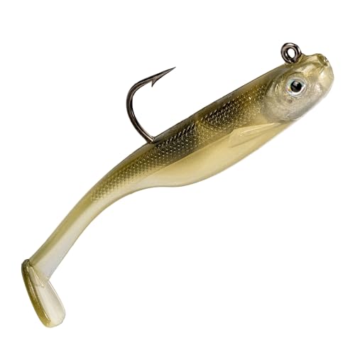 Strike King Homing Minnow Fishing Lure, Pre-Rigged Soft Plastic Swimbait, 3-Pack - color: Chrome Ayu, size: 4"