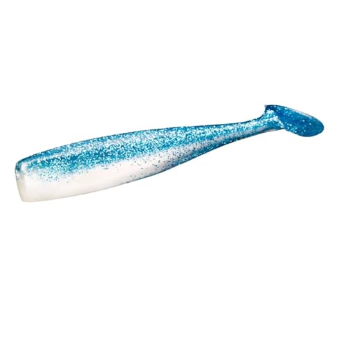Lunker City Fishing Shaker 6" Swimbait Soft Plastic Bass Lure with Tail Swimming and Wobbling Action Swim Bait, 4 Per Bag, Made in The USA - color: Baby Blue Shad