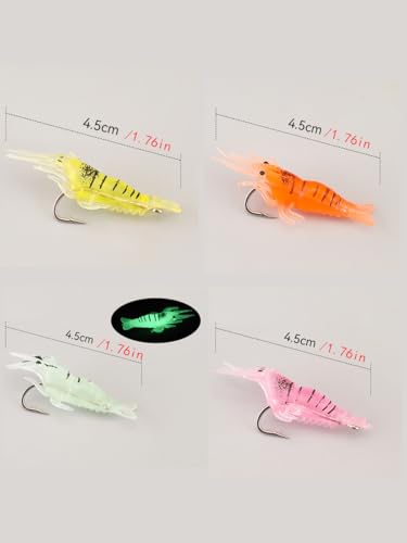 40PCS Fishing Shrimp Lures Artificial Silicone Soft Bait Set Luminous Swimbait Shrimp Fishing Lure with Hooks Fishing Tackle - color: Noctilucent2(10pcs)
