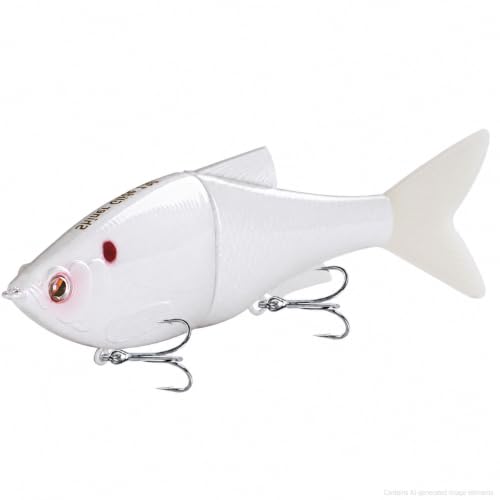 LITTMA Shiner Glide Slow Sinking Glide Baits, Subtle S-Curve Action Jointed Swimbait - Midwest, South Lakes, Rivers, Freshwater Lure for Bass, Trout, Pike - color: White Pearl