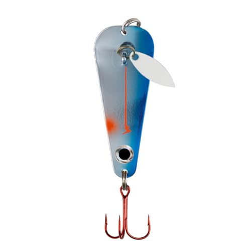 Northland Tackle Ice Fishing Thumper Spoon, Stamped Brass Flutter Spoon Ice Fishing Lure for Walleye, Crappie, & More, 10 Colors, 1/16 Oz, 1/8 Oz, 3/16 Oz, ¼ Oz Lure Sizes - color: Blue Racecar, size: 1/16 oz