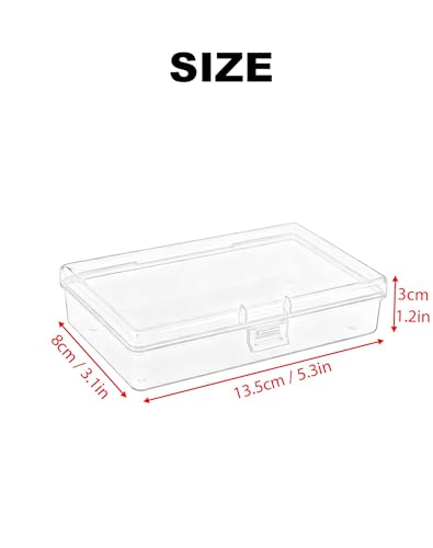 LJY 12 Pieces Rectangular Empty Mini Clear Plastic Organizer Storage Box Containers with Hinged Lids (5.3 x 3.1 x 1.2 inch, Transparent) - color: Transparent, size: 5.3 x 3.1 x 1.2 inch