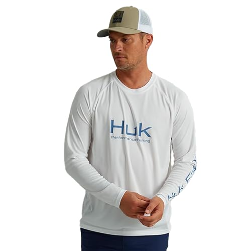 HUK Men's Pursuit Vented Long Sleeve Fishing Shirt (+30 UPF) - color: White 2.0, size: Small