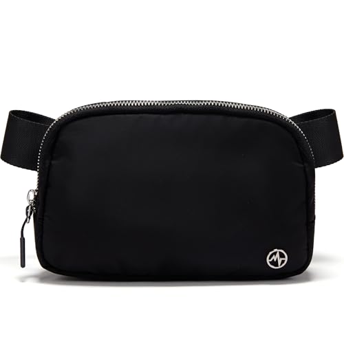 Pander Unisex Belt Bag Fanny Pack for Women with Adjustable Strap, Small Waist Pouch for Workout Running Traveling Hiking - color: Black