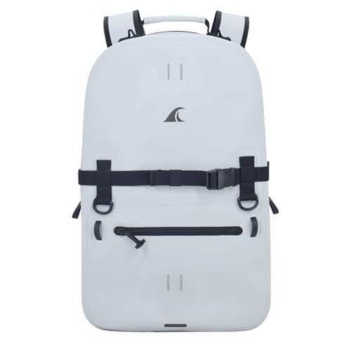Breakwater Supply™ Fogland Waterproof IP68 Submersible Backpack | Laptop Sleeve & Airtight Zippers for Outdoors, Travel, Boating, Kayaking, Surfing, Floating Dry Bag, Unisex, TPU (Fog White, 25L) - color: Fog White, size: 25L