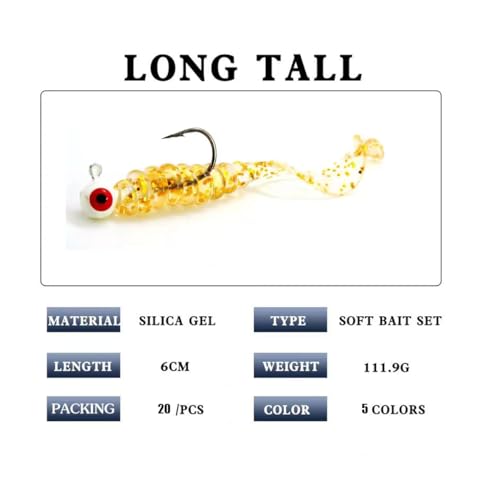 TPR Simulation Fake Corn Soft Baits Corn Carp Fishing Lures Floating Baits with Nice Scent for Carp,Trout Fishing,Cat Fish - color: Multi- 20PCS Curly- tail Swim Fish