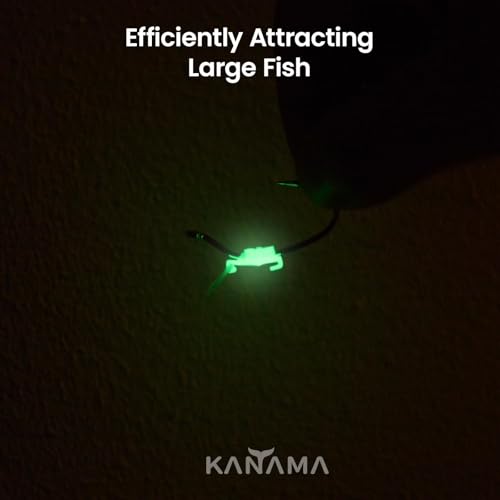 KANAMA Luminous Live Shrimp Hooks - High Carbon Steel Fishing Hooks Saltwater Corrosion Resistant Barbed Strong Hooks Freshwater Shrimp Walker, Ideal for Bass, Groupers, Pike, Catfish & More - size: M ×30