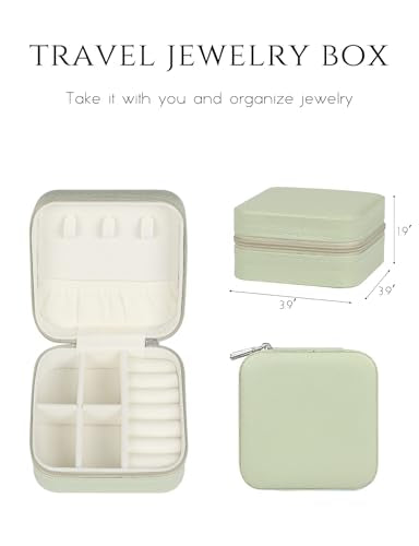 MFXIP Travel Jewelry Case Small Jewelry Box Jewelry Organizer Storage Case Portable PU Leather Mini Jewelry Travel Case for Girls Womens Earring, Necklace, Rings,Bracelets - color: Green