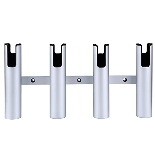 Aluminum Fishing Boat Rod Holder,3/4 Link Tube Aluminum Rod Rack, Suit Boats & Yacht ,Silver - color: Silver 4 Tube