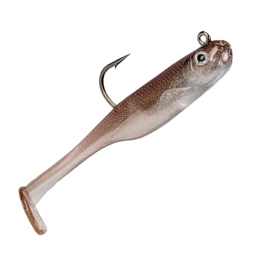 Strike King Homing Minnow Fishing Lure, Pre-Rigged Soft Plastic Swimbait, 3-Pack - color: Reel Shad, size: 3"