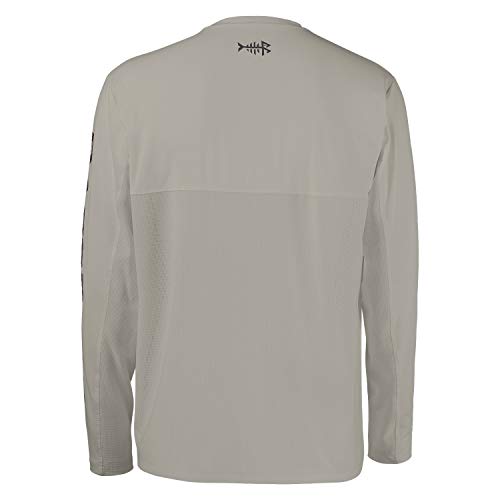 BASSDASH Fishing T Shirts for Men UV Sun Protection UPF 50+ Long Sleeve Tee T-Shirt - color: Ash Grey/Dark Grey Logo, size: XX-Large