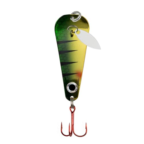 Northland Tackle Ice Fishing Thumper Spoon, Stamped Brass Flutter Spoon Ice Fishing Lure for Walleye, Crappie, & More, 10 Colors, 1/16 Oz, 1/8 Oz, 3/16 Oz, ¼ Oz Lure Sizes - color: Golden Perch, size: 1/4 oz