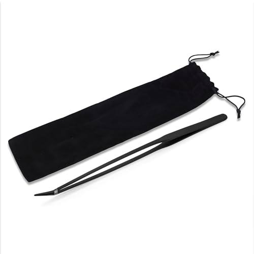 Mandala Crafts Black Curved Aquarium Tweezers for Fish Tanks | 15 Inch Forceps, Rust Resistant Stainless Steel, Trimming Aquatic Plants, Bowls, Terrariums, Freshwater & Saltwater Aquascape - color: Black Curved Tweezers, size: 15 Inches