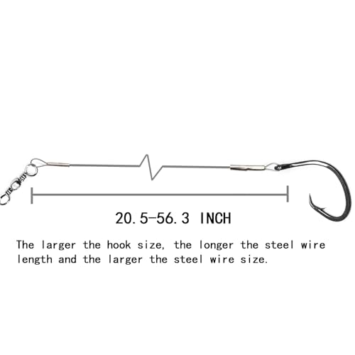 Circle Hook Rig Shark Surf Rigs, 20 Inch 49-Strands Steel Leader, Deep Sea Hooks for Big Fish - size: 9/0#