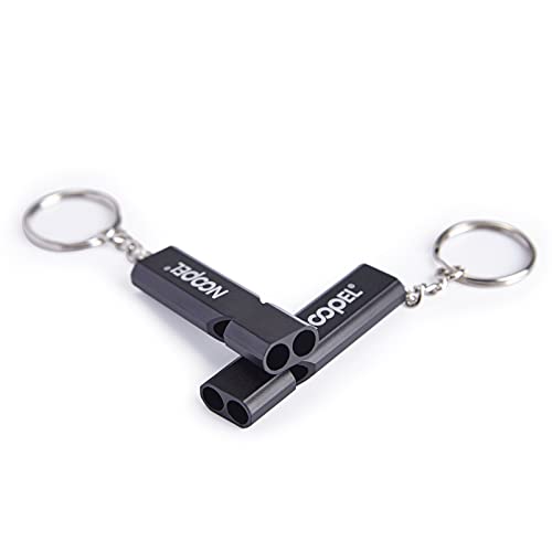 Noopel Emergency Whistles Lifeguard Safety Whistle with Lanyard and Keychain for Outdoor Camping Hiking Boating Backpacking Fishing Kayak Kids Rescue Signaling Loud Survival Whistle - color: 2 Pack Black