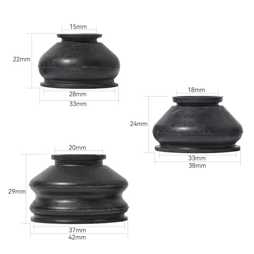 6PCs Universal Ball Joint Head Dust Protection Tie Rod Boot Cover Automotive Replacement Tie Rod End Boots Rubber Track Turn Lower Upper Repair Kit Car Suspension Steering Parts Accessories 3x2 Sizes