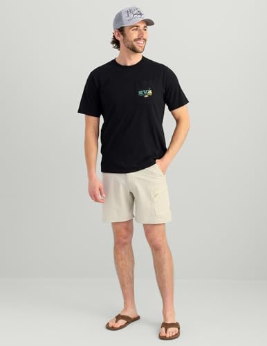 HUK Men's Pocket Tee, Comfortable Performance Fishing Short Sleeve T-Shirt with Chest Pocket - color: Western Wild - Black, size: Large