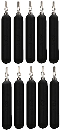 Reaction Tackle Drop Shot Weights for Bass Fishing - Skinny Pencil Sinkers for Drop Shot Rig - Freshwater and Saltwater Finesse Fishing - color: Black, size: 1 Oz (10-Pack)